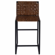 Home Square 2 Piece Urban Woven Leather Counter Stool Set in Brown