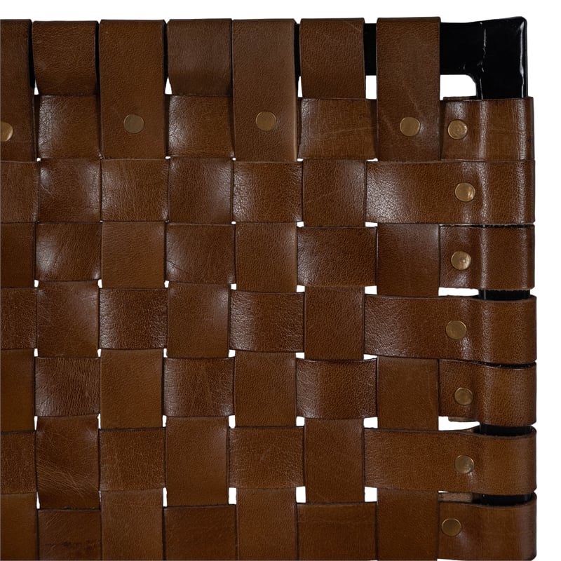 Home Square 2 Piece Urban Woven Leather Counter Stool Set in Brown