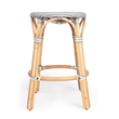 Home Square 2 Piece Rattan Counter Stool Set in Gray and White