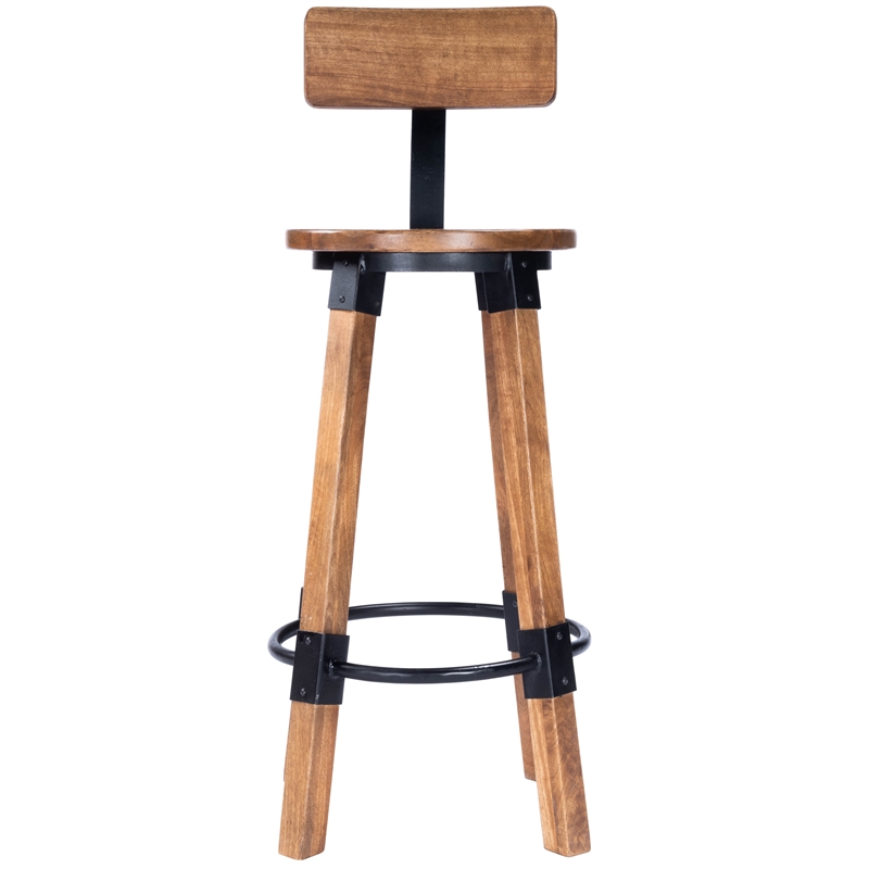 Home Square 2 Piece Mango Wood and Metal Bar Stool Set in Beige