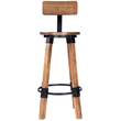 Home Square 2 Piece Mango Wood and Metal Bar Stool Set in Beige