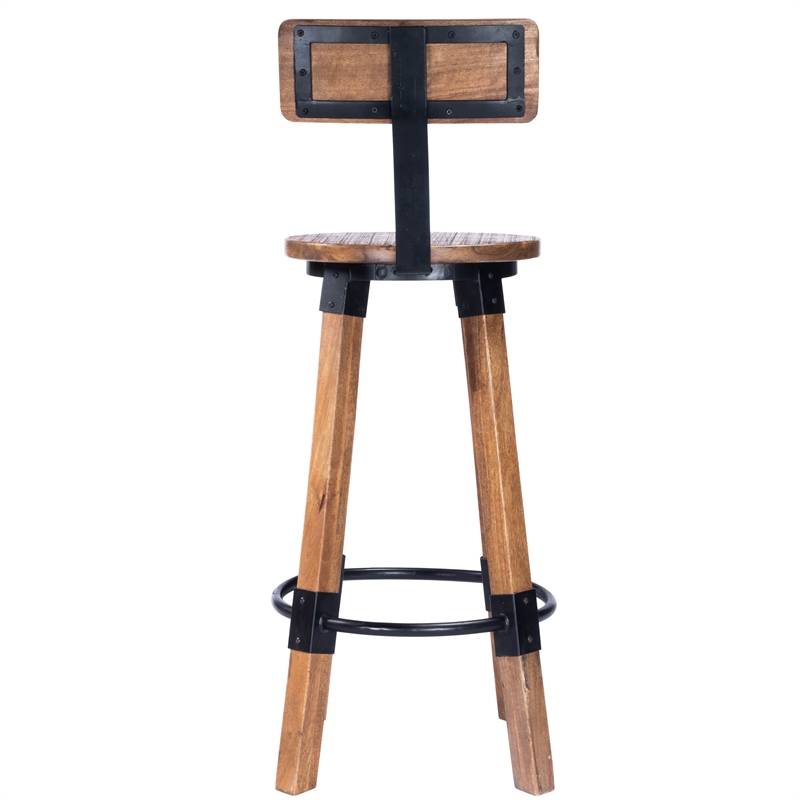 Home Square 2 Piece Mango Wood and Metal Bar Stool Set in Beige