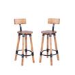 Home Square 2 Piece Mango Wood and Metal Bar Stool Set in Beige
