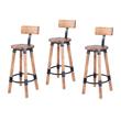 Home Square 3 Piece Mango Wood and Metal Bar Stool Set in Beige