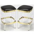 Home Square 2 Piece Acrylic Leather Counter Stool Set in Black