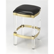 Home Square 3 Piece Acrylic Leather Counter Stool Set in Black