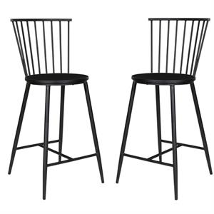 Home Square 2 Piece 26&quot Counter Stool Set with Metal Frame in Black