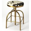 Home Square 2 Piece Adjustable Bar Stool Set in Black and Gold