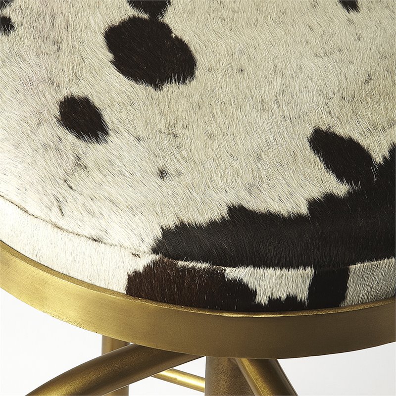 Home Square 2 Piece Adjustable Bar Stool Set in Black and Gold