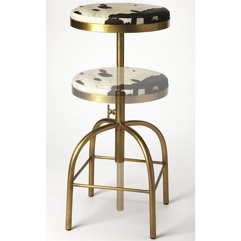 Home Square 3 Piece Adjustable Bar Stool Set in Black and Gold