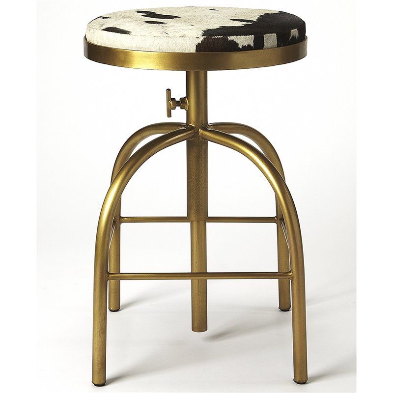 Home Square 3 Piece Adjustable Bar Stool Set in Black and Gold