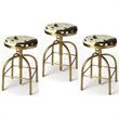 Home Square 3 Piece Adjustable Bar Stool Set in Black and Gold