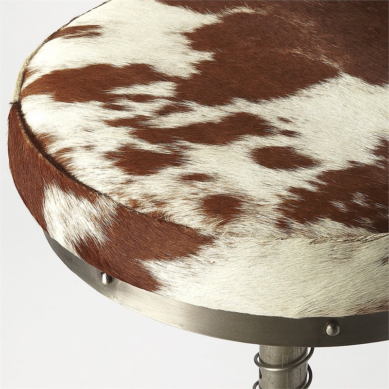 Home Square 2 Piece Adjustable Bar Stool Set in Brown and Silver