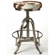 Home Square 2 Piece Adjustable Bar Stool Set in Brown and Silver