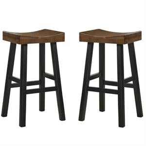 Home Square 2 Piece 30&quot Wood Bar Stool Set in Elm and Black