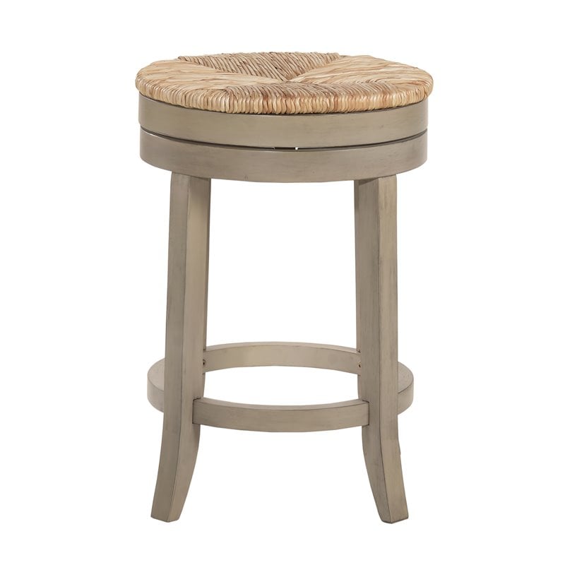 Home Square 3 Piece Swivel Rush Seat Counter Stool Set in Weathered Gray