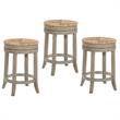 Home Square 3 Piece Swivel Rush Seat Counter Stool Set in Weathered Gray