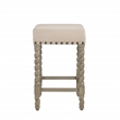 Home Square 2 Piece Linen Counter Stool Set with Wood Base in Weathered Gray