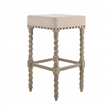 Home Square 2 Piece Linen Bar Stool Set with Wood Base in Weathered Gray
