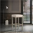 Home Square 2 Piece Linen Bar Stool Set with Wood Base in Weathered Gray