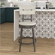 Home Square 3 Piece Metal Swivel Counter Stool Set in Distressed White