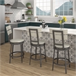Home Square 3 Piece Metal Swivel Counter Stool Set in Distressed White