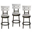 Home Square 3 Piece Metal Swivel Counter Stool Set in Distressed White