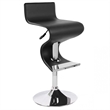 Home Square 2 Piece Faux Leather Adjustable Bar Stool Set in Black