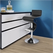 Home Square 2 Piece Faux Leather Adjustable Bar Stool Set in Black