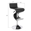Home Square 2 Piece Faux Leather Adjustable Bar Stool Set in Black