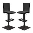 Home Square 2 Piece Faux Leather Height-adjustable Bar Stool Set in Black
