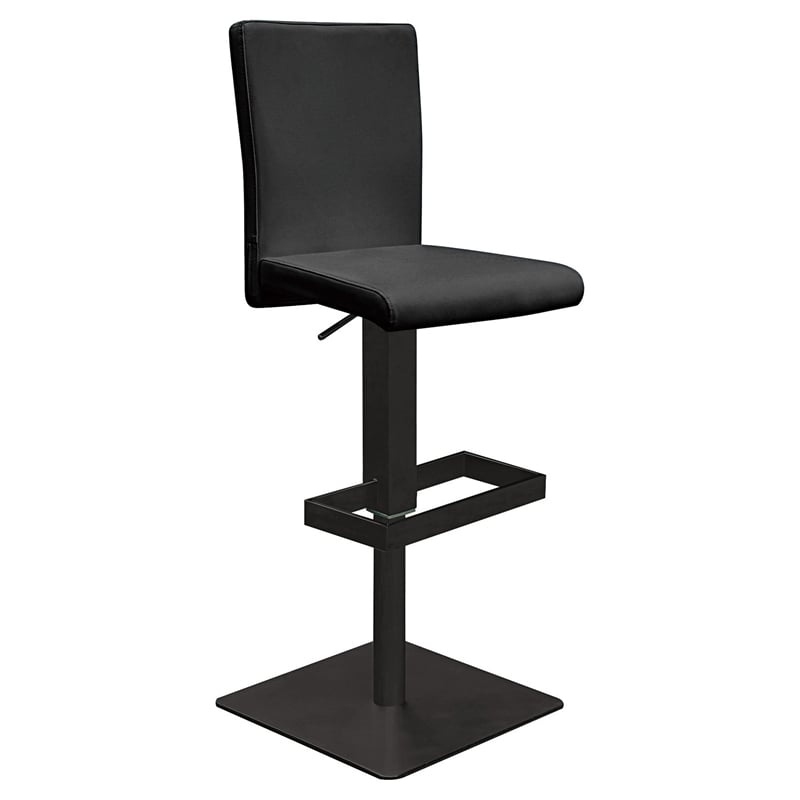 Home Square 3 Piece Faux Leather Height-adjustable Bar Stool Set in Black
