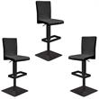Home Square 3 Piece Faux Leather Height-adjustable Bar Stool Set in Black