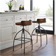 Home Square 2 Piece Adjustable Bar Stool Set in Natural and Black