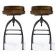 Home Square 2 Piece Adjustable Bar Stool Set in Natural and Black