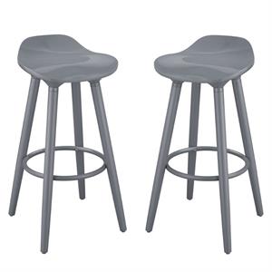 Home Square 2 Piece Caroline Bar Stool Set in Inspiration Grey