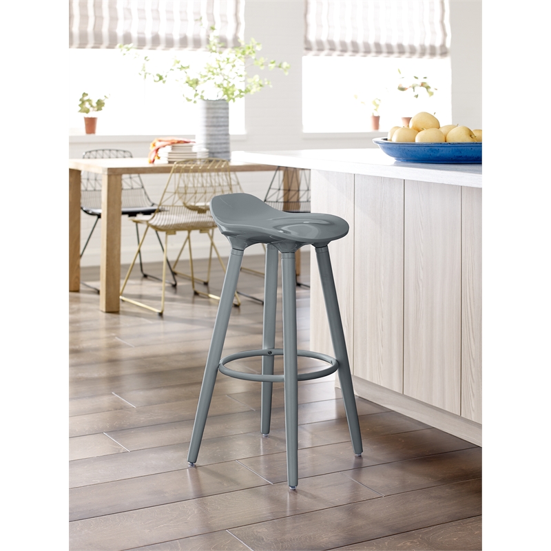 Home Square 3 Piece Caroline Bar Stool Set in Inspiration Grey