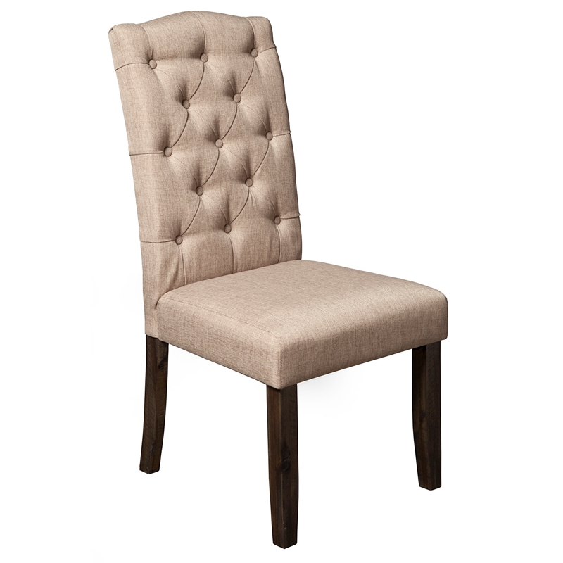 Home Square 7 Piece Set with Dining Table and 6 Tufted Dining Chairs 