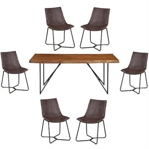 Home Square 7 Piece Dining Room Set with Table and 6 Dining Chairs 