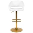 Home Square 2 Piece Faux Leather Adjustable Bar Stool Set in White and Gold