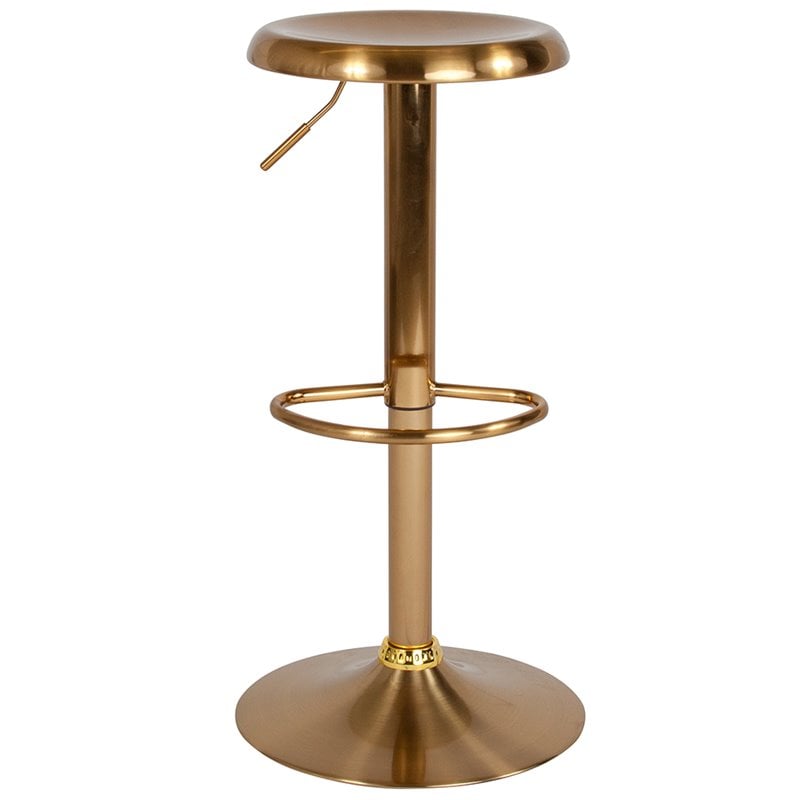 Home Square 2 Piece Backless Madrid Adjustable Swivel Bar Stool Set in Gold