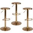 Home Square 3 Piece Backless Madrid Adjustable Swivel Bar Stool Set in Gold