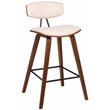 Home Square 3 Piece Faux Leather Kitchen Counter Stool Set in Cream/Walnut