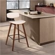 Home Square 3 Piece Faux Leather Kitchen Counter Stool Set in Cream/Walnut
