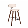 Home Square 3 Piece Faux Leather Kitchen Counter Stool Set in Cream/Walnut