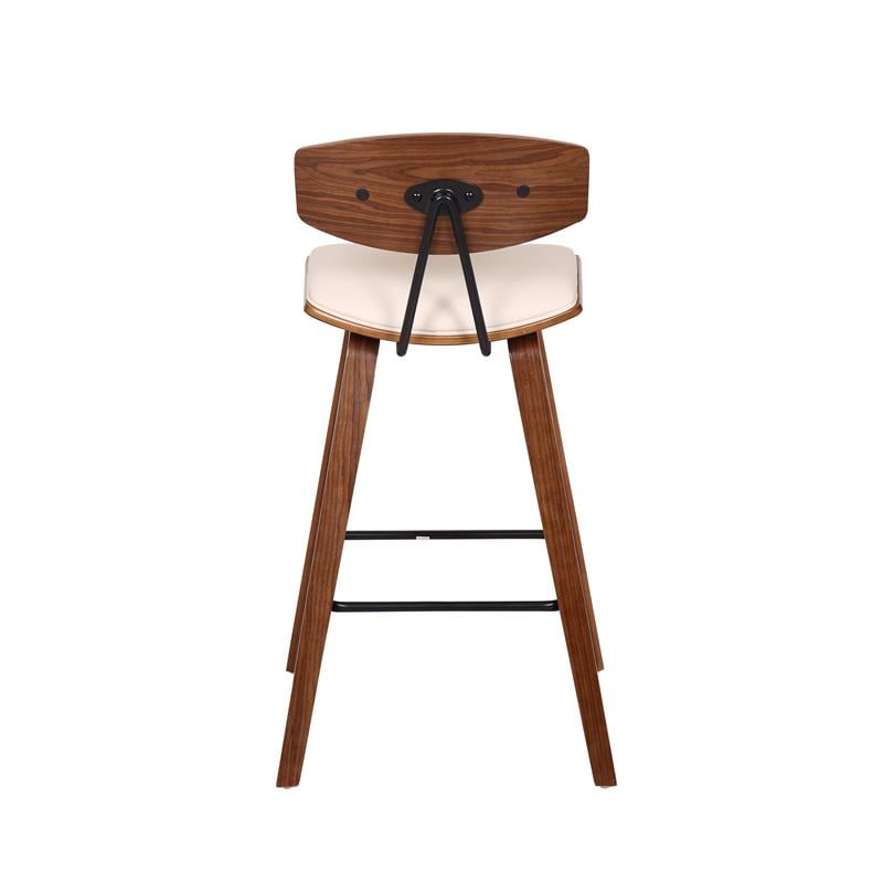 Home Square 3 Piece Faux Leather Kitchen Counter Stool Set in Cream/Walnut