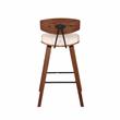 Home Square 3 Piece Faux Leather Kitchen Counter Stool Set in Cream/Walnut