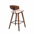 Home Square 3 Piece Faux Leather Kitchen Counter Stool Set in Cream/Walnut