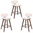 Home Square 3 Piece Faux Leather Kitchen Counter Stool Set in Cream/Walnut
