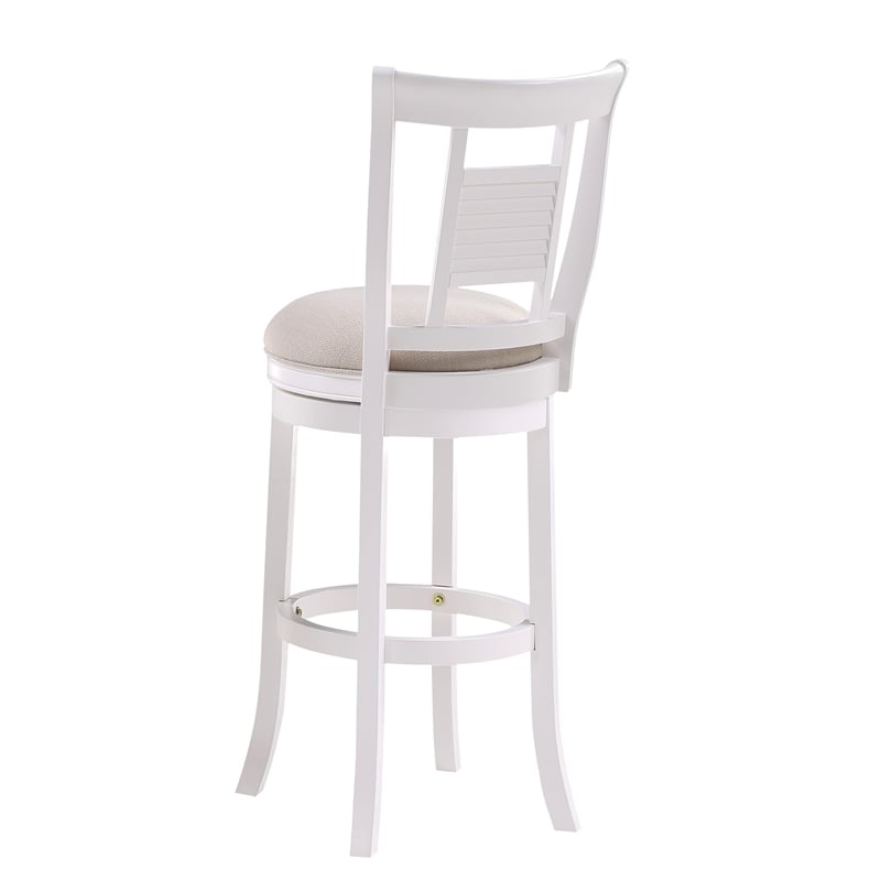 Home Square 2 Piece Upholstered Solid Wood Swivel Bar Stool Set in Grove White